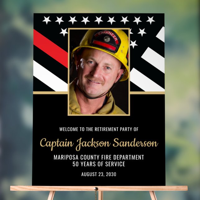 Firefighter Retirement Party Fireman Photo Acrylic Sign (Neutral)