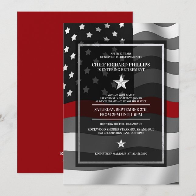 Firefighter Retirement Party Invitation (Front/Back)