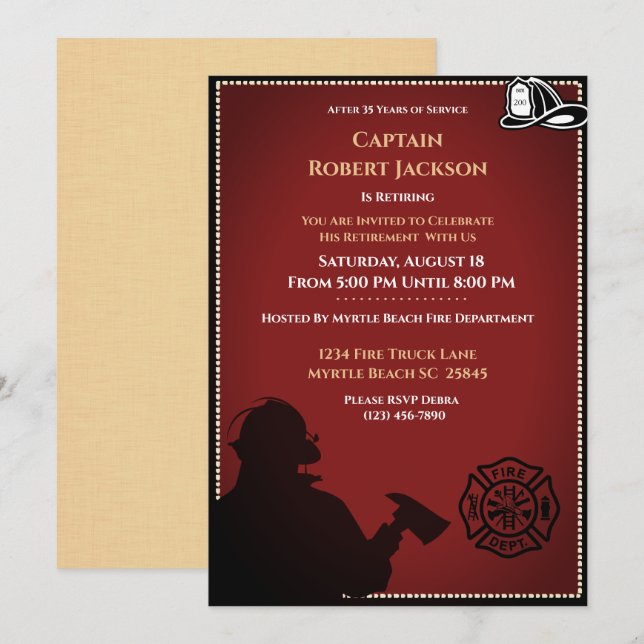 Firefighter Retirement Party Invitation (Front/Back)