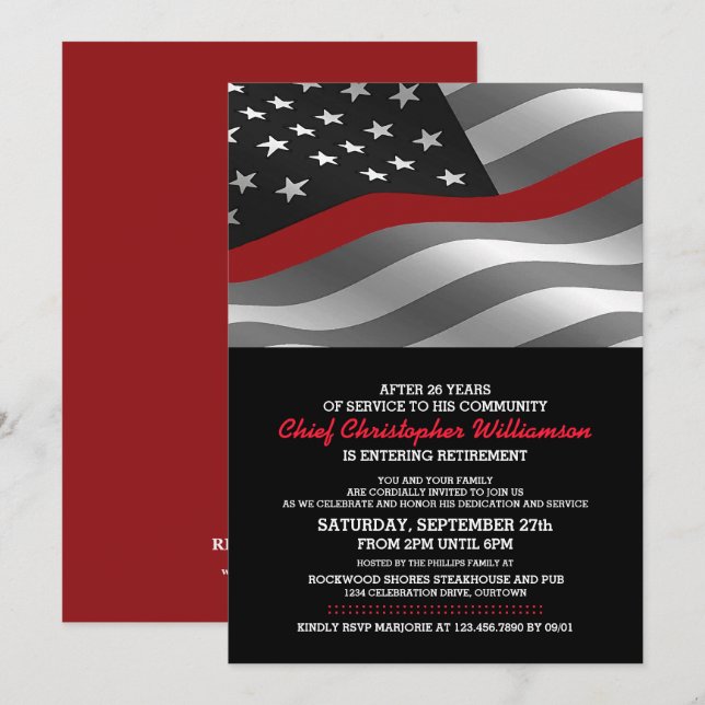 Firefighter Retirement Party Invitation (Front/Back)