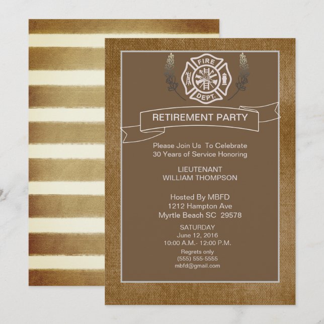 Firefighter Retirement Party Invitation (Front/Back)