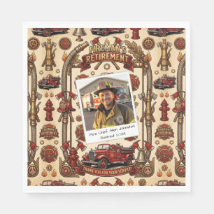 Firefighter Retirement Party Photo Template Napkin