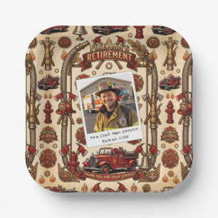 Firefighter Retirement Party Photo Template Paper Plate