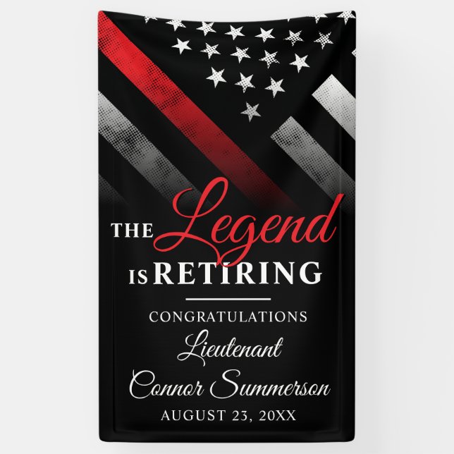 Firefighter Retirement Party Red Line Flag Banner (Vertical)