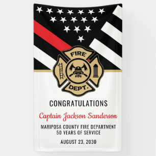 Firefighter Retirement Party Red Line Flag Welcome Banner