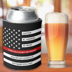 Firefighter Retirement Party Thin Red Line Can Cooler