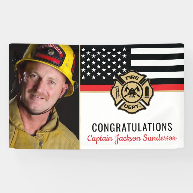 Firefighter Retirement Party Thin Red Line Photo Banner (Horizontal)