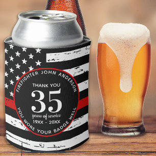 Firefighter Retirement Personalised Thin Red Line Can Cooler