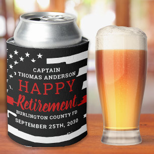 Firefighter Retirement Personalised Thin Red Line Can Cooler