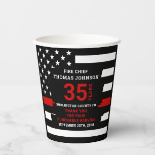 Firefighter Retirement Personalised Thin Red Line Paper Cups