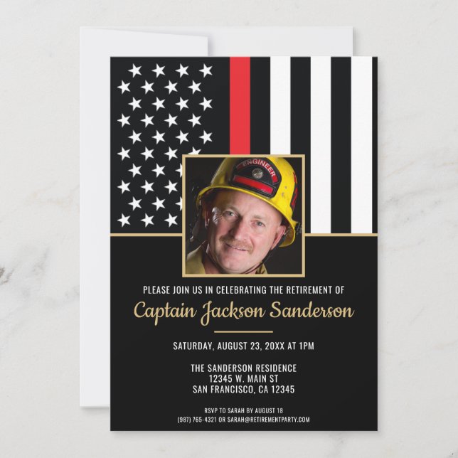Firefighter Retirement Photo Fire Department Invitation (Front)