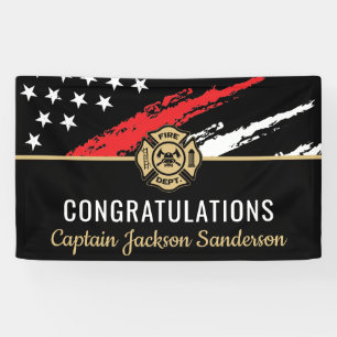 Firefighter Retirement Red Line Flag Congrats Banner