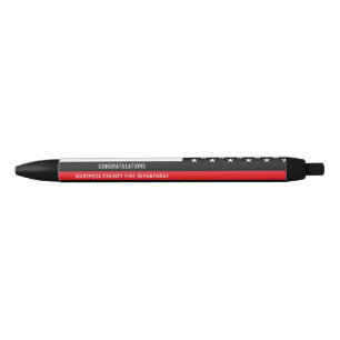 Firefighter Retirement Red Line Flag Congrats Black Ink Pen
