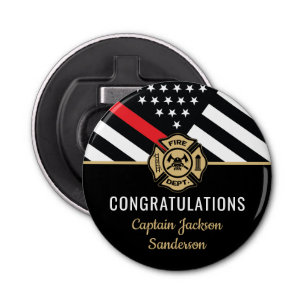 Firefighter Retirement Red Line Flag Congrats Bottle Opener