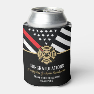 Firefighter Retirement Red Line Flag Fireman Can Cooler
