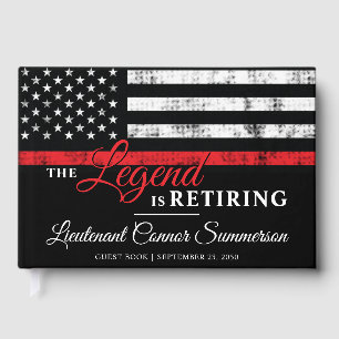 Firefighter Retirement Red Line Flag Fireman Guest Book