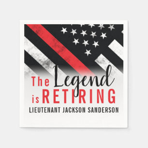 Firefighter Retirement Red Line Flag Fireman Napkin