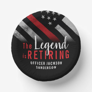 Firefighter Retirement Red Line Flag Fireman Paper Plate