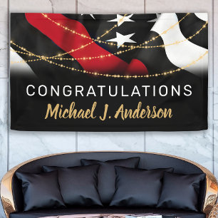 Firefighter Retirement Thin Red Line Banner