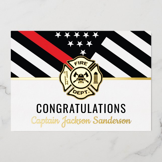 Firefighter Retirement Thin Red Line Congrats Card (Front)