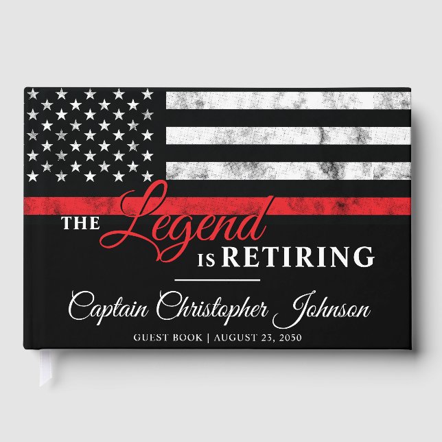 Firefighter Retirement Thin Red Line Flag Fireman Guest Book (Front)