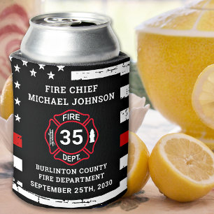 Firefighter Retirement Thin Red Line Maltese Cross Can Cooler