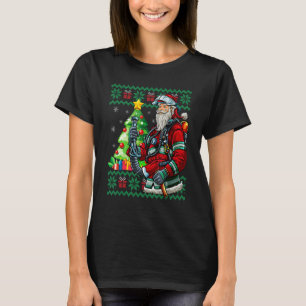 Firefighter Santa Claus Fireman Ugly Christmas Swe T-Shirt