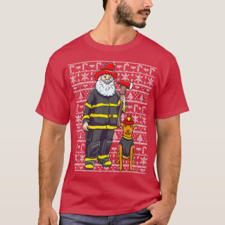 Firefighter Santa Claus Firemen Ugly Christmas Swe T-Shirt
