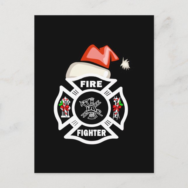 Firefighter Santa Claus Holiday Postcard (Front)