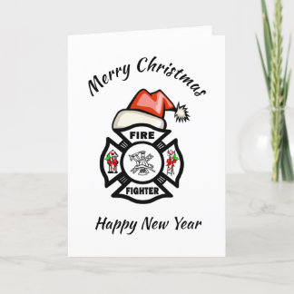 Firefighter Santa Fire Dept Holiday Card