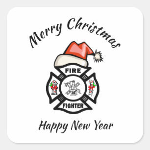 Firefighter Santa Fire Dept Holiday    Square Sticker