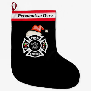 Firefighter Santa Large Christmas Stocking