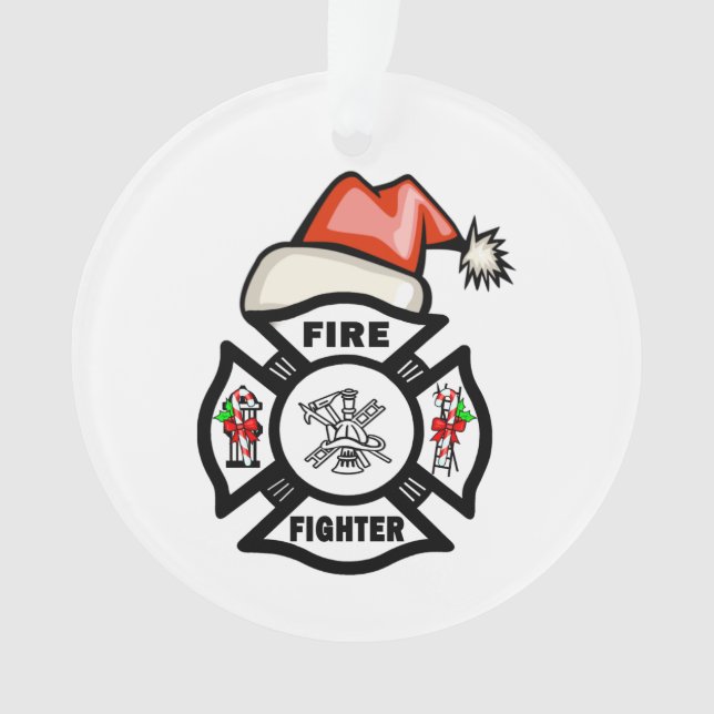 Firefighter Santa Ornament (Front)