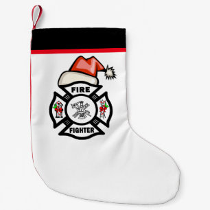 Firefighter Santa Small Christmas Stocking