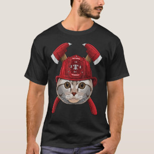 Firefighter Scottish Fold Fireman Boys Kids Fire R T-Shirt