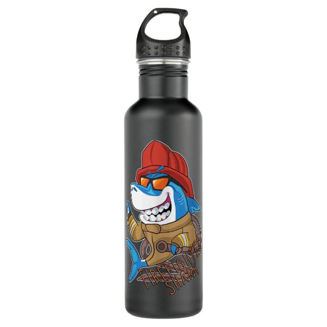 Firefighter Shark Fire Fighting Sea Animal Gear  710 Ml Water Bottle (Front)