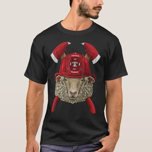 Firefighter Sheep Fireman Boys Kids Fire Rescue Fa T-Shirt (Front)