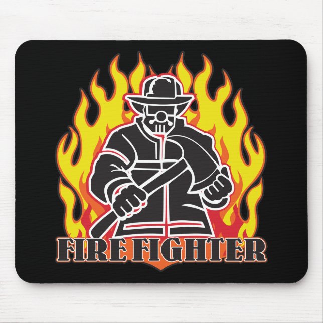 Firefighter Silhouette Mouse Mat (Front)