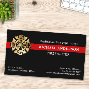 Firefighter Simple Custom Fire Department Logo Business Card