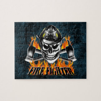 Firefighter Skull 4 and Flaming Axes Jigsaw Puzzle