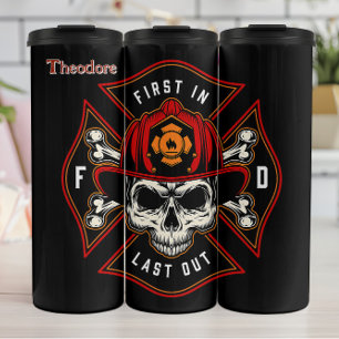 Firefighter Skull Maltese Cross Thermal Tumbler