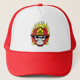 Firefighter Skull Trucker Hat