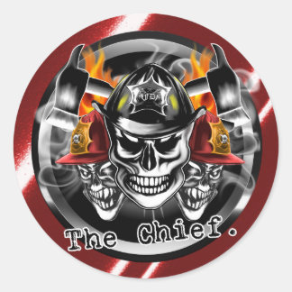 Firefighter Skulls: The Chief. Classic Round Sticker