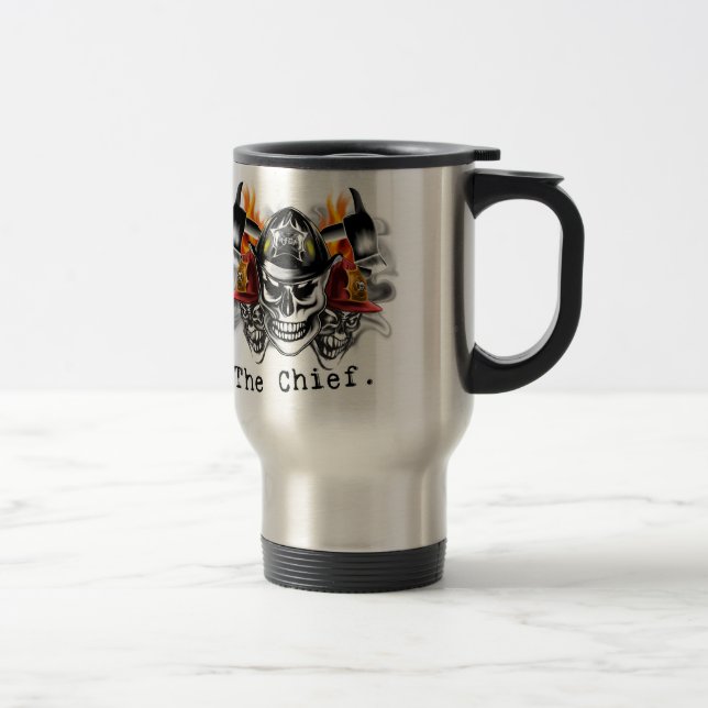 Firefighter Skulls: The Chief. Travel Mug (Right)