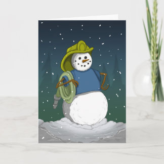 Firefighter Snowman Holiday Card
