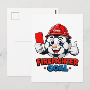 Firefighter Soccer Referee Mascot Postcard