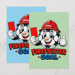 Firefighter Soccer Referee Mascot Thank You Card