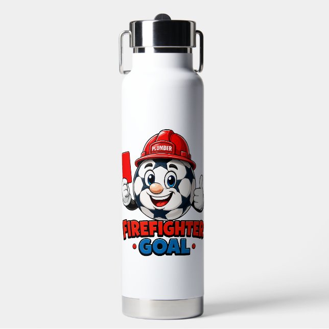 Firefighter Soccer Referee Mascot Water Bottle (Front)