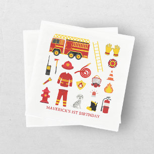 Firefighter Sound The Alarm Birthday Napkin