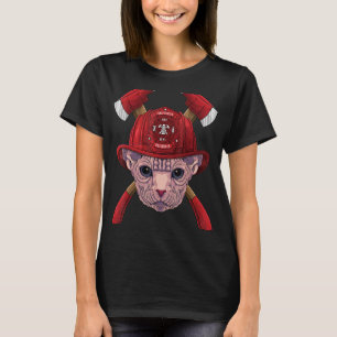 Firefighter Sphynx Fireman Boys Kids Fire Rescue C T-Shirt